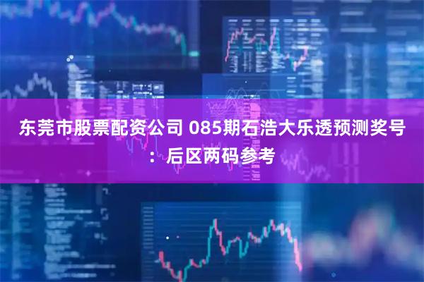 东莞市股票配资公司 085期石浩大乐透预测奖号:后区两码参考